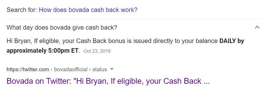 Bovada CashBack Twitter Questions