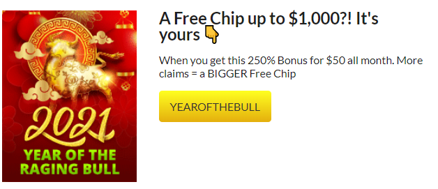 A Free Chip up to $1,000! It's yours