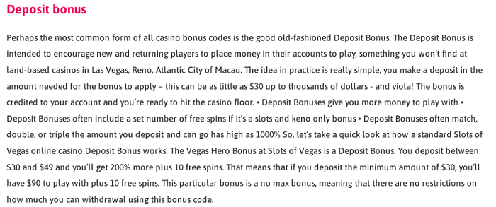 Slots of Vegas Casino Bonus Guide - The Deposit Bonus