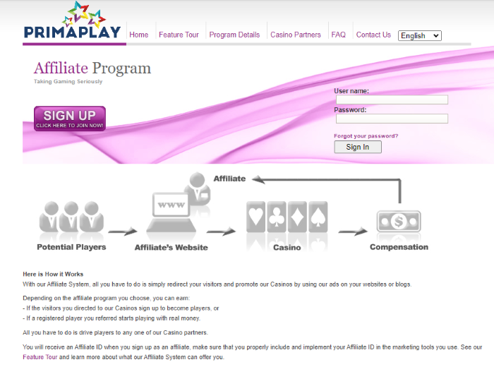PrimaPlay Casino Affiliate Program