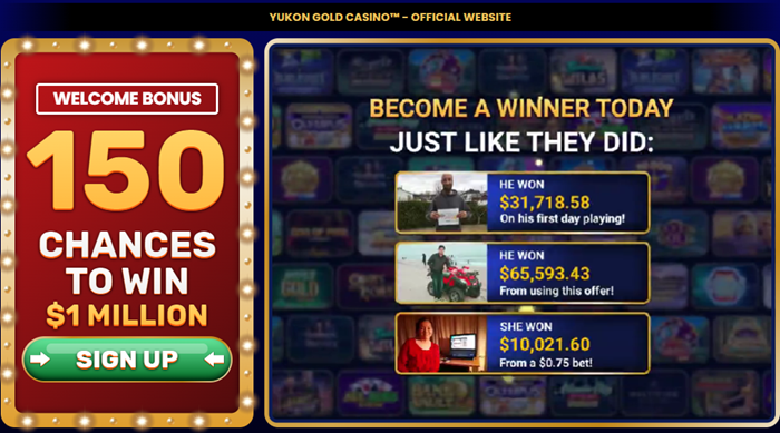 Yukon Gold Casino 150 Chances to Win $1 Million
