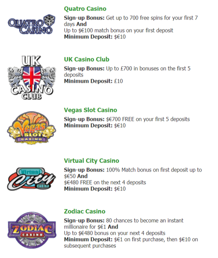 Zodiac Casino, Quatro Casino, UK Casino Club, Vegas Slot Casino, 
