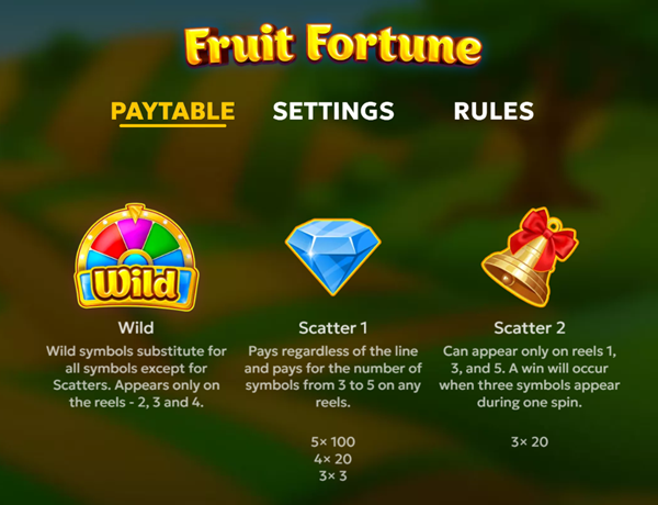 Fruit Fortune Paytable