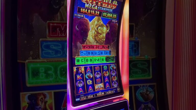 Hitting 4 coins to START on Buffalo Mega Stampede! #slots #casino #vegas