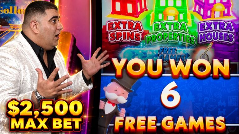 $2,500 Max Bet Bonuses & EPIC JACKPOTS On Million Dollar Monopoly Slot