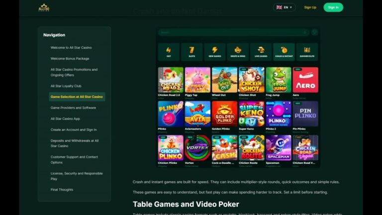 All Star Casino – Welcome Bonus, Free Spins, Loyalty Club & Online Casino
